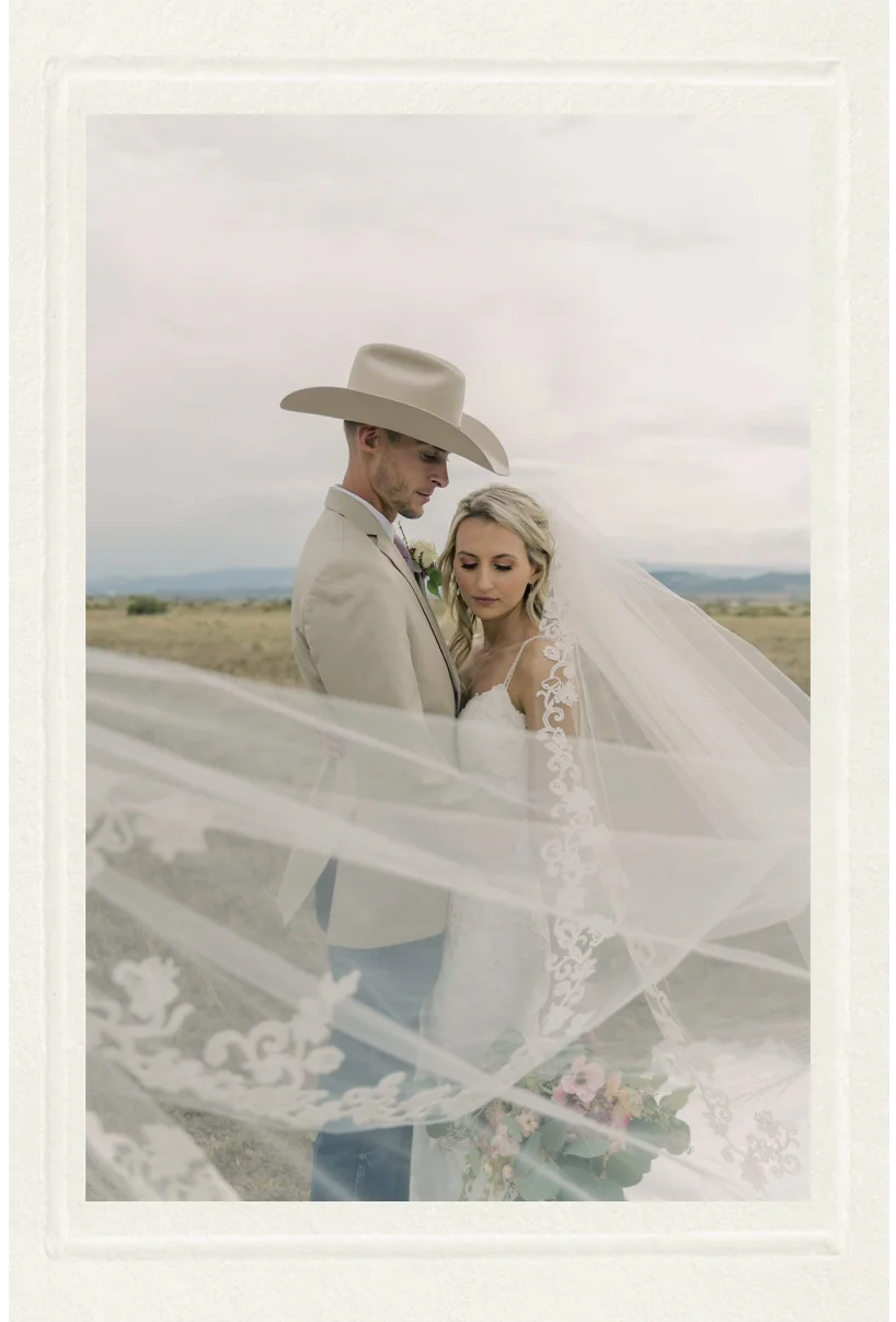 Cowboy groom and bride portrait — Candid Studios feature