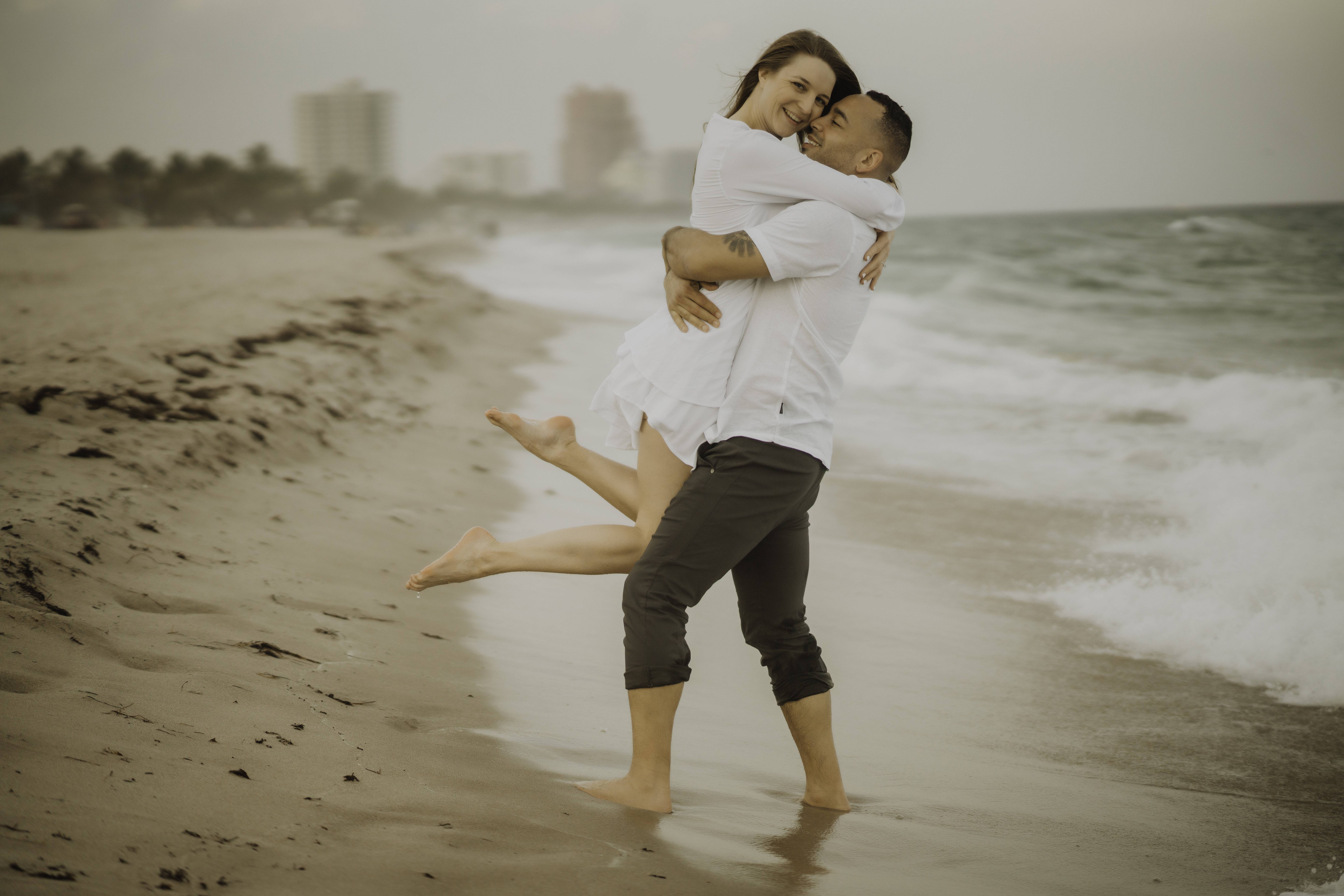 Samantha & Brandt's engagement session on the beach in Fort Lauderdale Florida.